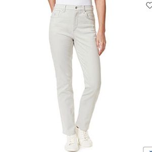 GLORIA VANDERBILT New Amanda Straight Leg High Rise Twill Pants Dusky Dune Sz 10